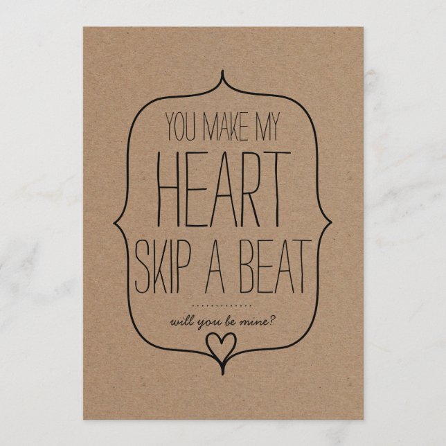 Kraft Papper Cute Heart Romantic Valentines day Julkort (Framsida)