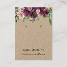 Kraft Papper Earring Visning | Burgundisk Blommigt