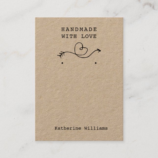 Kraft Papper Earring Visning | Handgjort med Kärle Visitkort (Framsida)