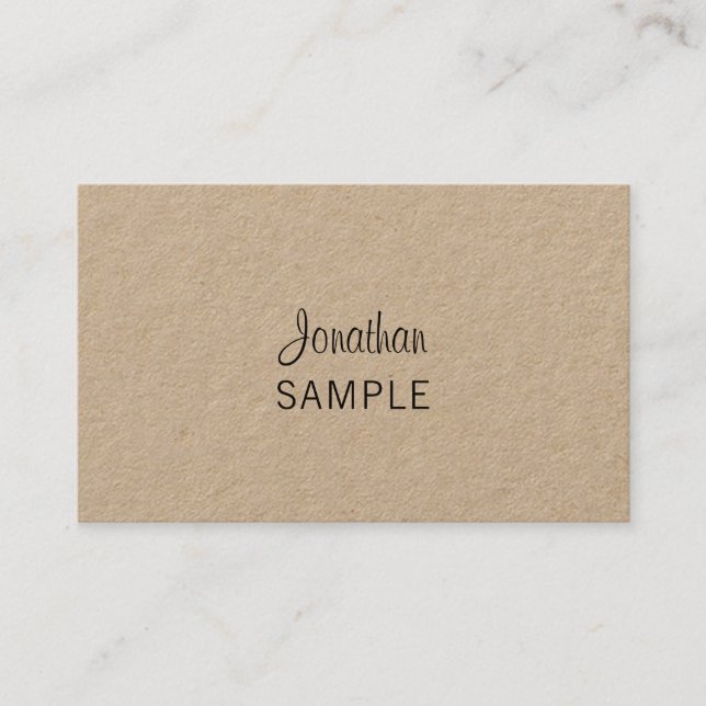 Kraft Papper Elegant Script Modern Unique Trendig Visitkort (Framsida)