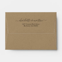 Kraft Papper Elegant Script Returadress Bröllop