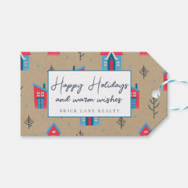 Kraft Papper Festive Glad helg Realty Presentetikett