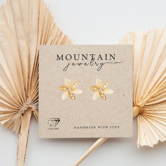 Kraft Papper Fold Typography Earring Holder Fyrkantigt Visitkort (Kraft Paper Bold Font Typography Earring Holder)