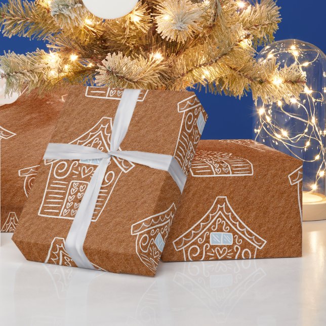 Kraft Papper Gingerbröd House Brown jul Presentpapper (Helgdagar)