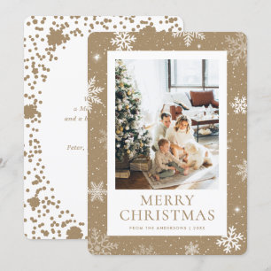 Kraft Papper God jul Snowflake Snö Photo Julkort