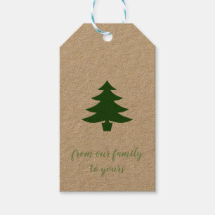 Kraft Papper Gräs Fir Träd Gift Märkre Presentetikett