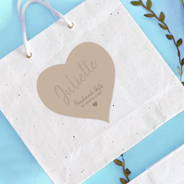 Kraft Papper handdator med Kärlek Heart-eget namn Hjärtformat Klistermärke (Skapare uppladdad)