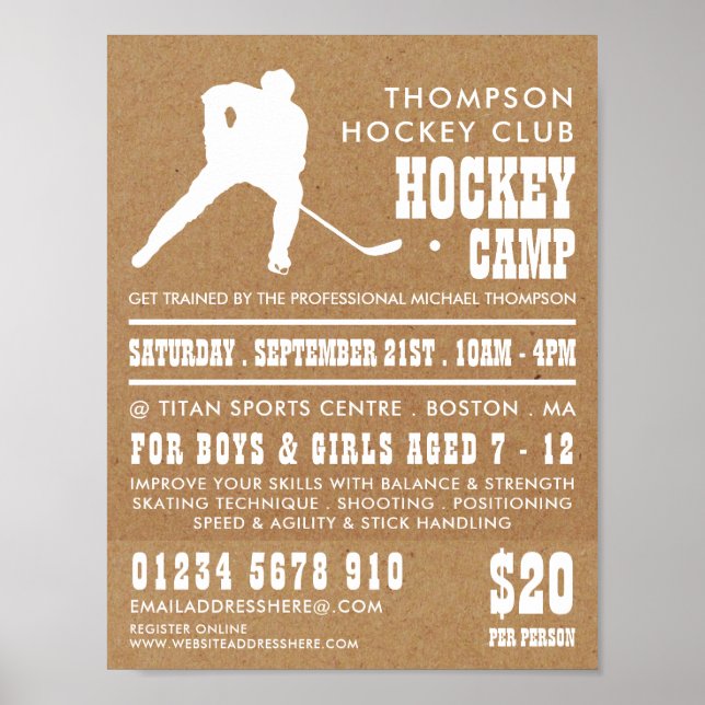 Kraft Papper, Hockey Camp Advertising Poster (Framsidan)