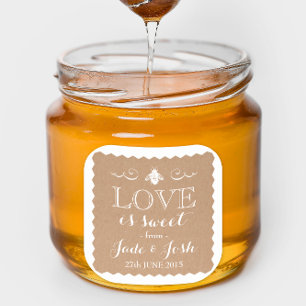 Kraft Papper honey Bee Wedding Favor Burk Fyrkantigt Klistermärke