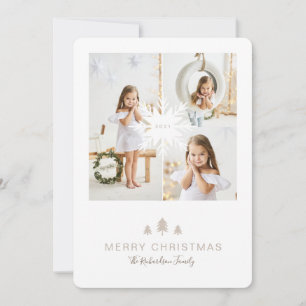 Kraft Papper Julgran & Snowflake 3 Photo Julkort
