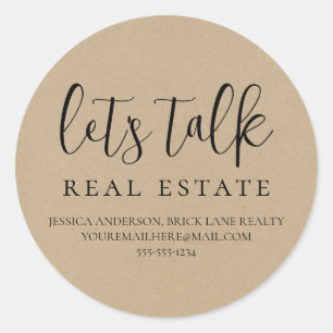 Kraft Papper Låt oss Talk Real Gods Contact Info Runt Klistermärke