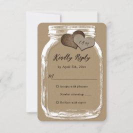 Kraft Papper Mason Burk Two Hearts Bröllop OSA Kort