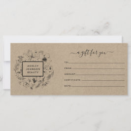 Kraft Papper Modern Botanical Gift Certificate