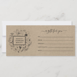 Kraft Papper Modern Botanical Gift Certificate