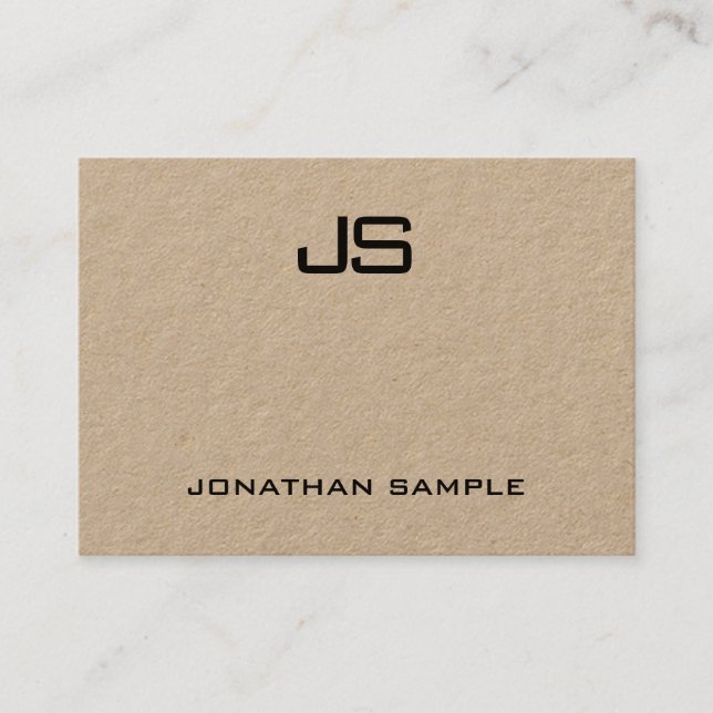 Kraft Papper Modern Professionell Monogram-Elegant Visitkort (Framsida)