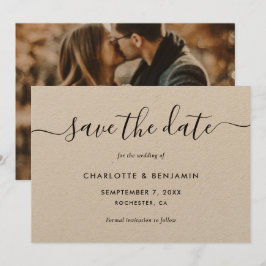 Kraft Papper Photo Bröllop Elegant Script Meddelande