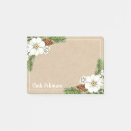 Kraft Papper Pinecone White Blommigt Post-it Block