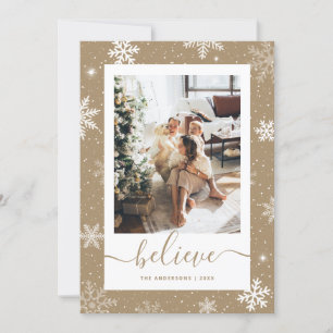 Kraft Papper Snowflake Photo Tro Julkort