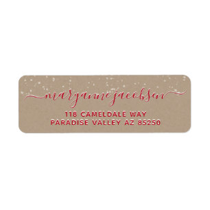 Kraft Papper Snowing Script Winter Returadress Etikett