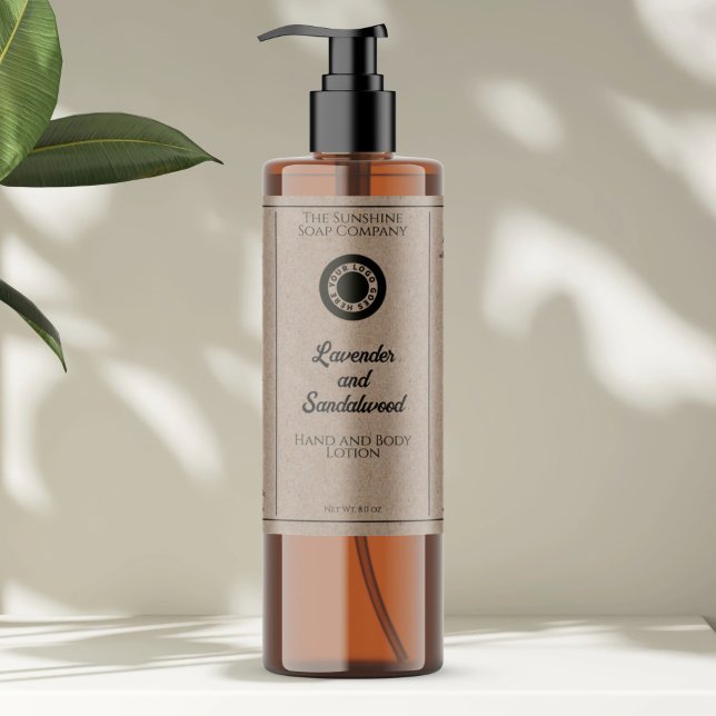 Kraft papper stil kosmetikaetikett flaska med logo (Skapare uppladdad)