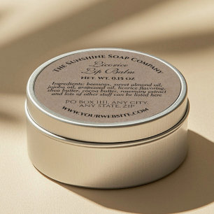 Kraft papper stil lip balm tennetikett runt klistermärke