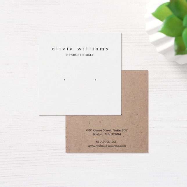 Kraft Papper Stud Earring Square Visning Card Fyrkantigt Visitkort (Skivbord)
