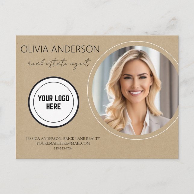 Kraft Pappra Anpassadet Real Gods Marknadsföring Vykort (Framsida)