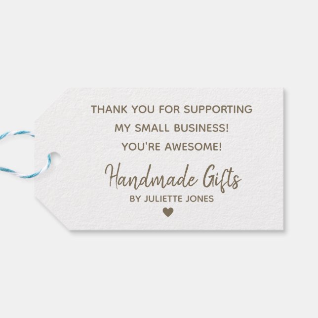 Kraft Pappra enkla handgjorda gåvor Namnteckning Presentetikett (Baksidan Horisontell)