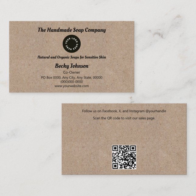 Kraft Pappra Stil Affärskort Visitkort (Fram/baksida)