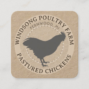 Kraft Pastured Hen No Antibiotics Poultry Farm Fyrkantigt Visitkort