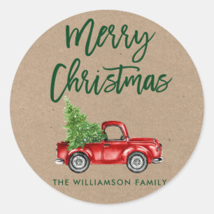 Kraft-penselskript - Lastbil-kuvertförslutning - j Runt Klistermärke