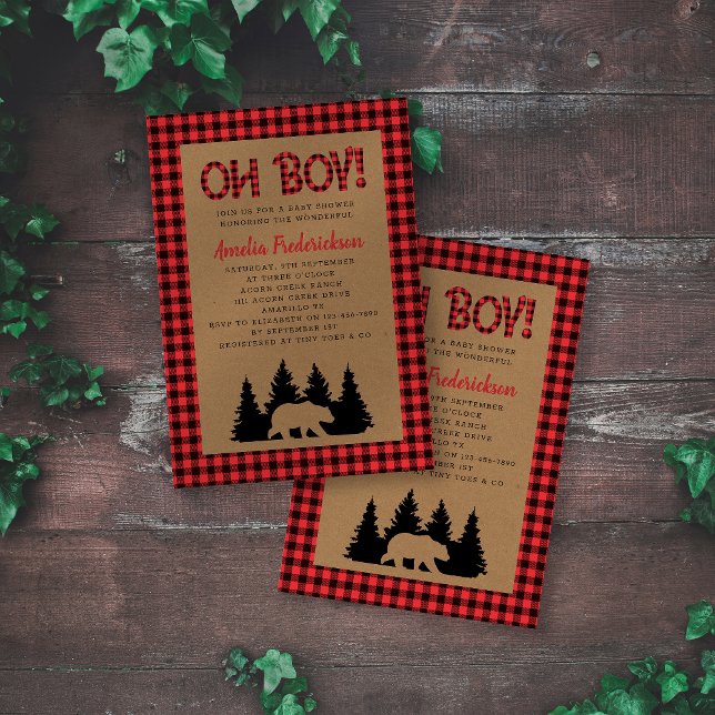 Kraft Play Oh Boy Rustic Baby Shower Inbjudningar (Skapare uppladdad)