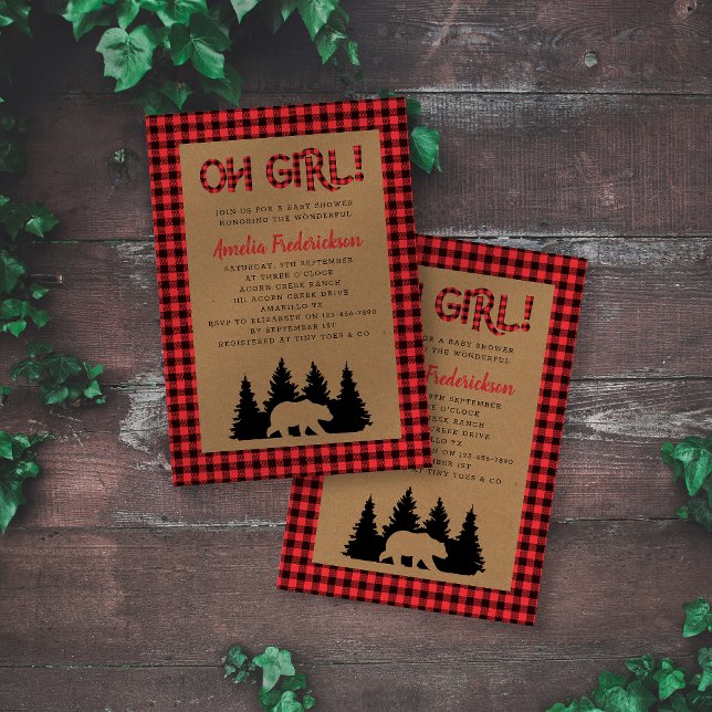 Kraft Play Oh Girl Rustic Baby Shower Inbjudningar (Skapare uppladdad)