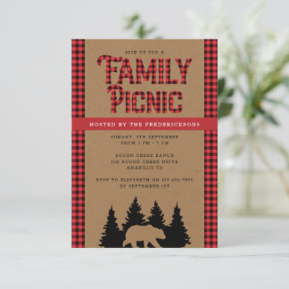 Kraft Play Rustic Family Picnic Inbjudningar