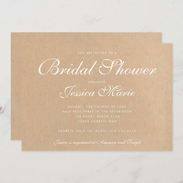 Kraft Recycled Papper Möhippa Inbjudningar (Fram/baksida)