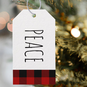 Kraft Red Buffalo Play & Peace God Jul Presentetikett