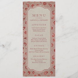 Kraft red Snöre rustic landsbyggsbröllop Meny