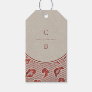 Kraft red Snöre rustic landsbyggsbröllop monogram Presentetikett