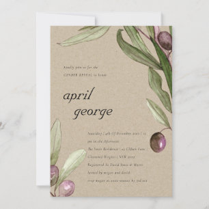 KRAFT RETRO OLIVE FOLIAGE GENDER REVEAL INBJUDAN