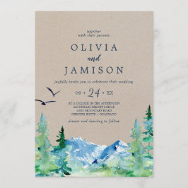 Kraft Rocky Mountain Avslappnad Destination Weddin Inbjudningar
