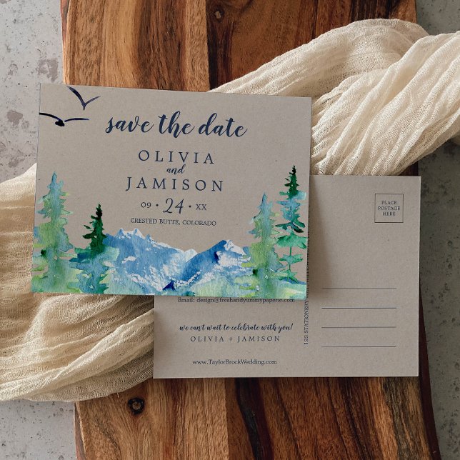 Kraft Rocky Mountain Destination Save the Date Inbjudan Vykort (Skapare uppladdad)