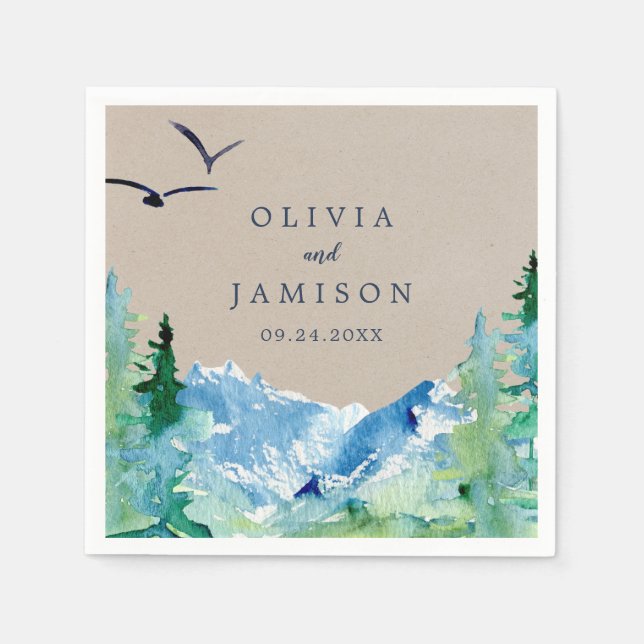 Kraft Rocky Mountain Destination Wedding Pappersservett (Framsidan)