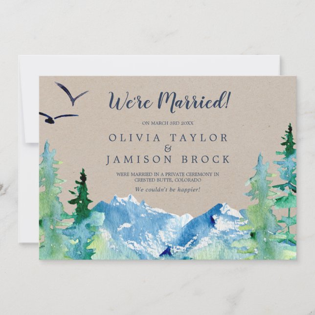 Kraft Rocky Mountain Elopement Announcement Meddelande (Framsida)