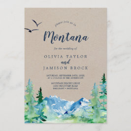 Kraft Rocky Mountain Montana Destination Wedding Inbjudningar