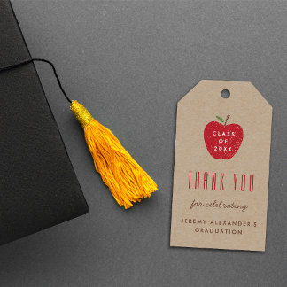 Kraft Röd Äpple Examen Festlighetspresent Gåva Mär Presentetikett