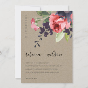 KRAFT RÖD ROS PEONY EUCALYPTUS BLOMMIGT BRÖLLOP
