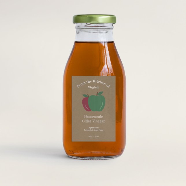 Kraft & Rustic Apple Cider Vinegar Flaska-etikett Vinetikett (Kraft & Rustic Apple Cider Vinegar Bottle Label)
