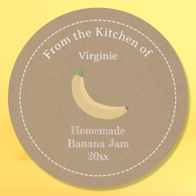 Kraft & Rustic Banana Sylt etikett Sticker (Kraft & Rustic Banana Jam Label Sticker)