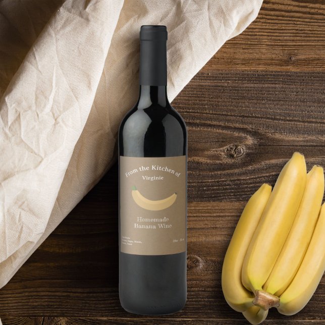 Kraft & Rustic Banana Vin Flaska etikett Sticker (Kraft & Rustic Banana Wine Bottle Label Sticker)