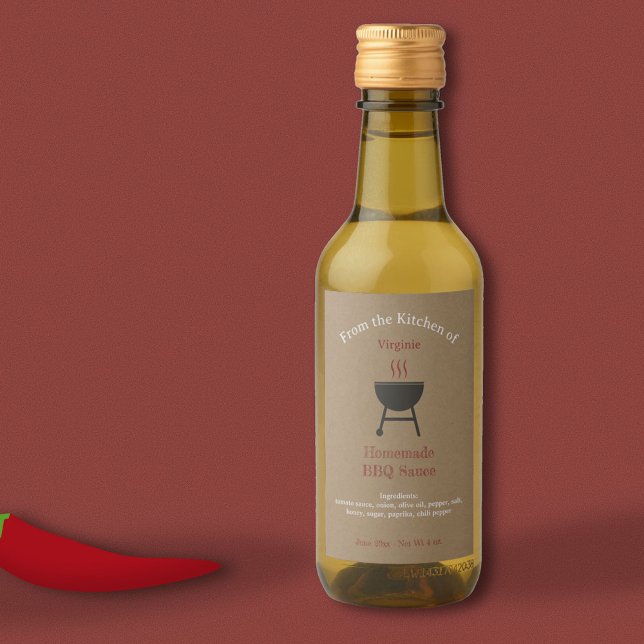 Kraft & Rustic Barbecue Sauce BBQ Flaska Vinetikett (Kraft & Rustic Barbecue Sauce BBQ Bottle Label)